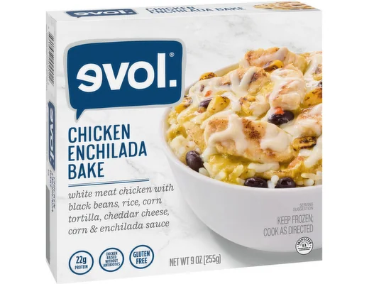 Evol Chicken Enchilada Bake frozen meal package