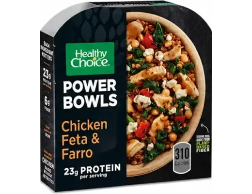 Healthy Choice Power Bowl Chicken Feta Farro frozen meal package